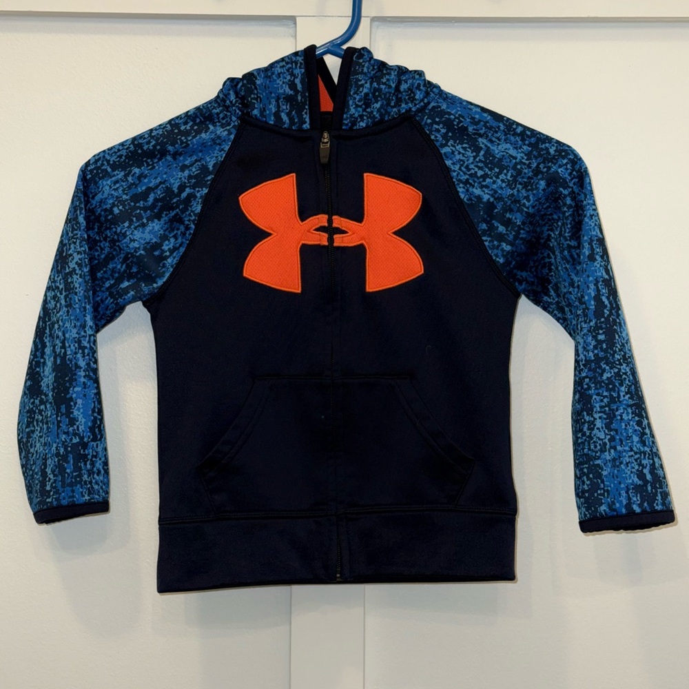 Under Armour Kids Navy and Orange Hoodie jacket size 4